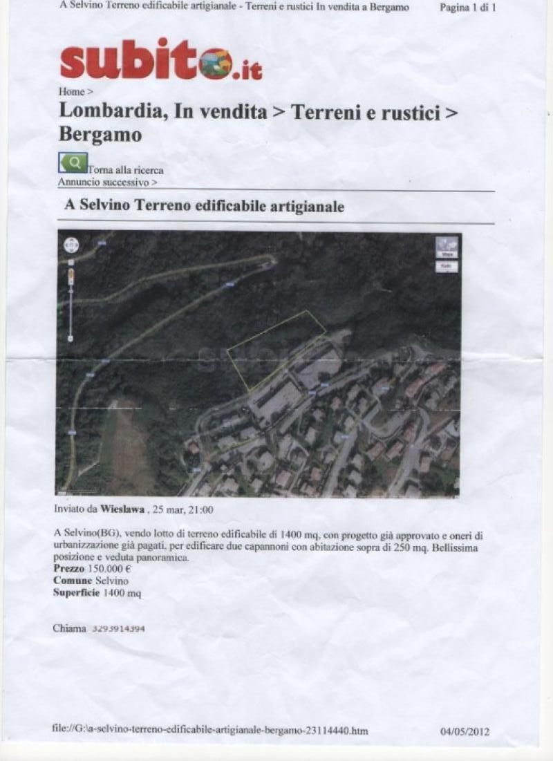 A Selvino lotti di terreno edificabile a Bergamo in Vendita