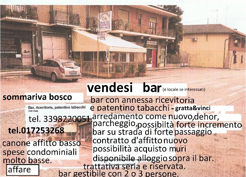 Sommariva del Bosco bar a Cuneo in Vendita