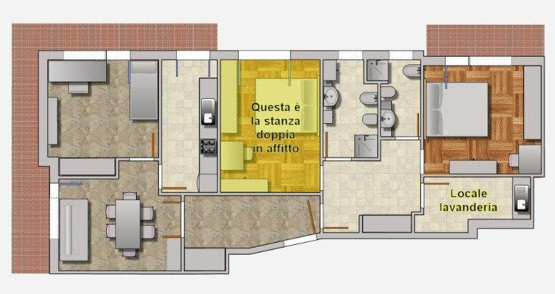 Roma stanza doppia in appartamento a Roma in Affitto