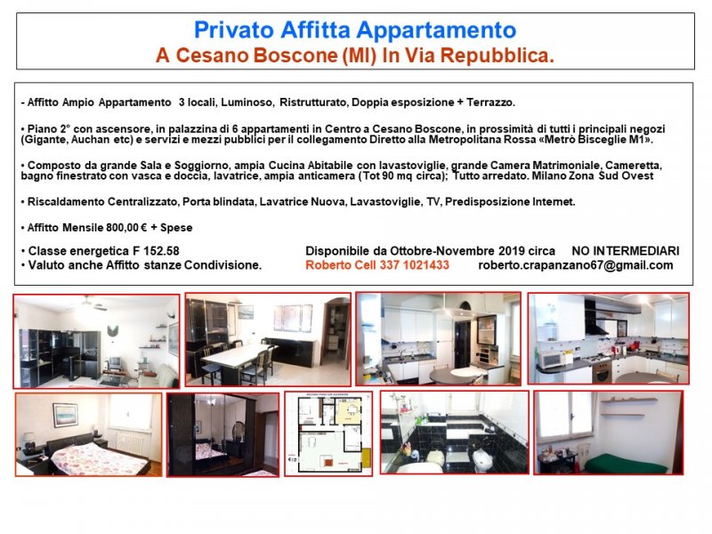 Da privato appartamento a Cesano Boscone a Milano in Affitto
