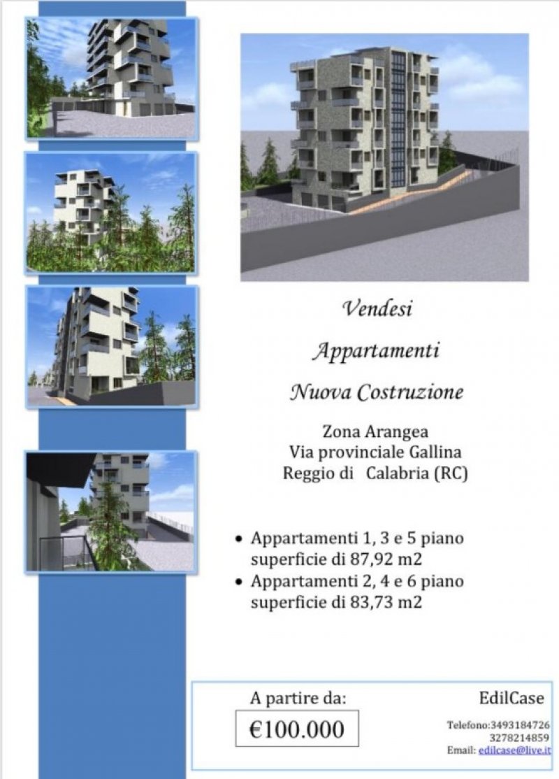 Reggio Calabria appartamenti ancora da costruire a Reggio di Calabria in Vendita