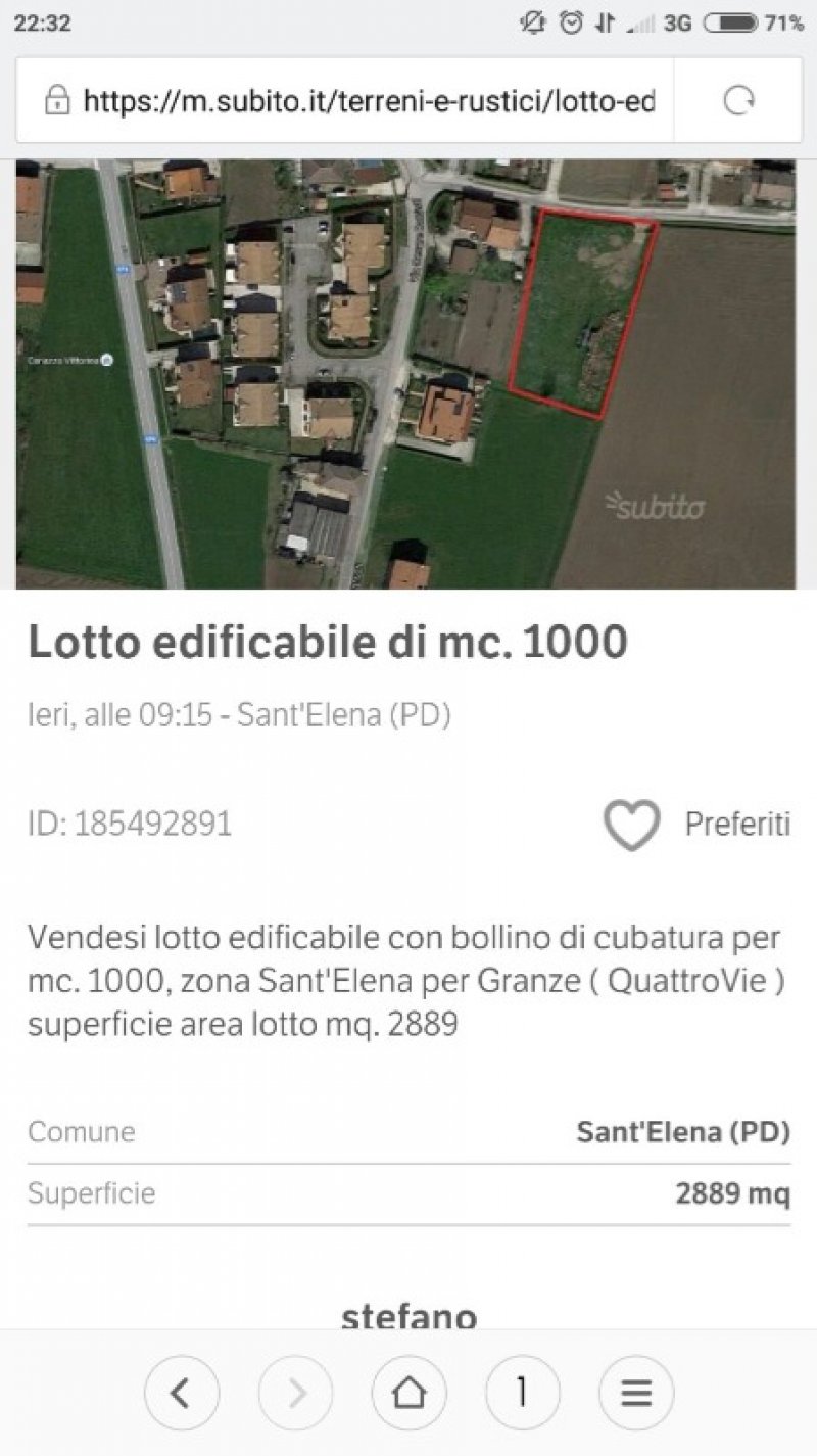 Sant'Elena lotto edificabile a Padova in Vendita