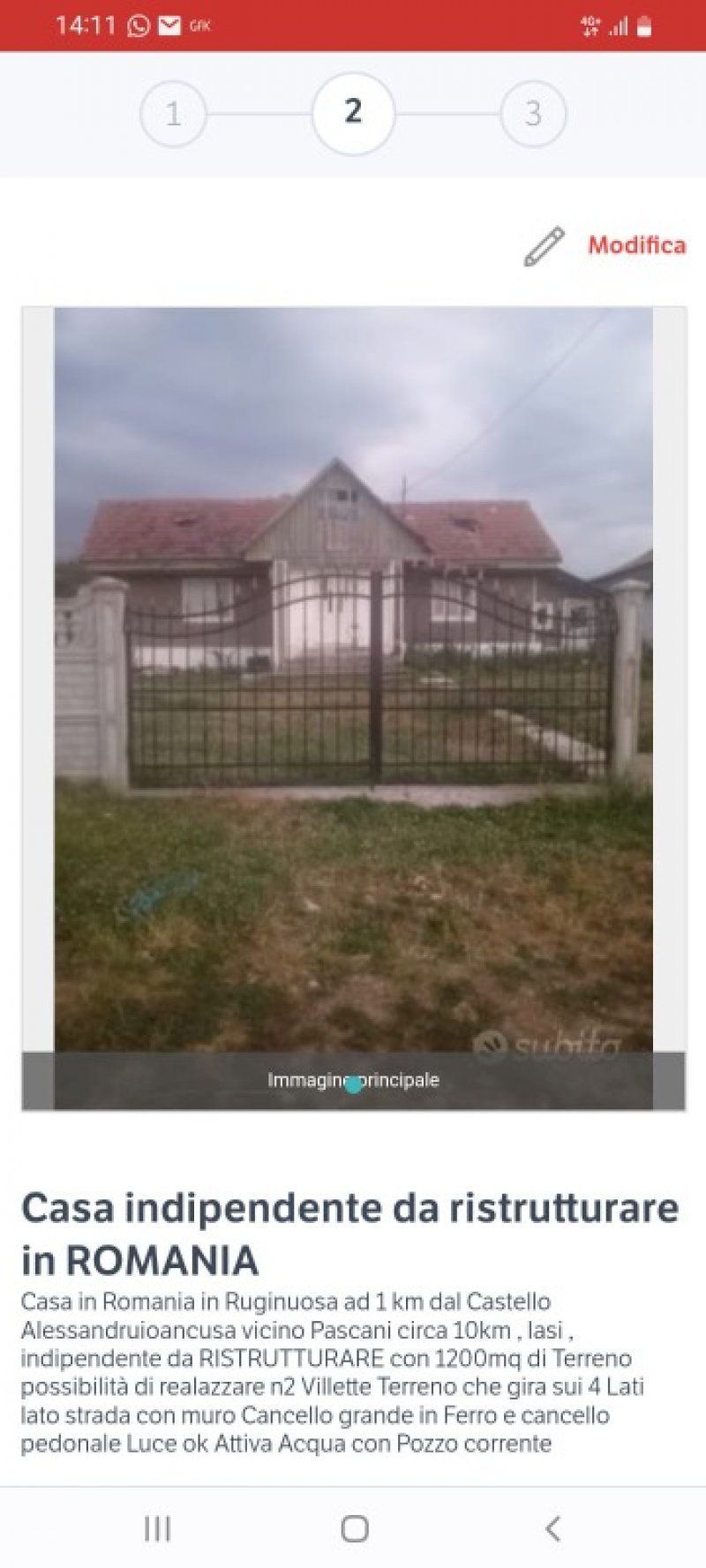 casa cu teren in comuna Ruginoasa a Romania in Vendita