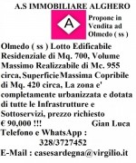 Annuncio vendita Olmedo Sassari lotto edificabile residenziale